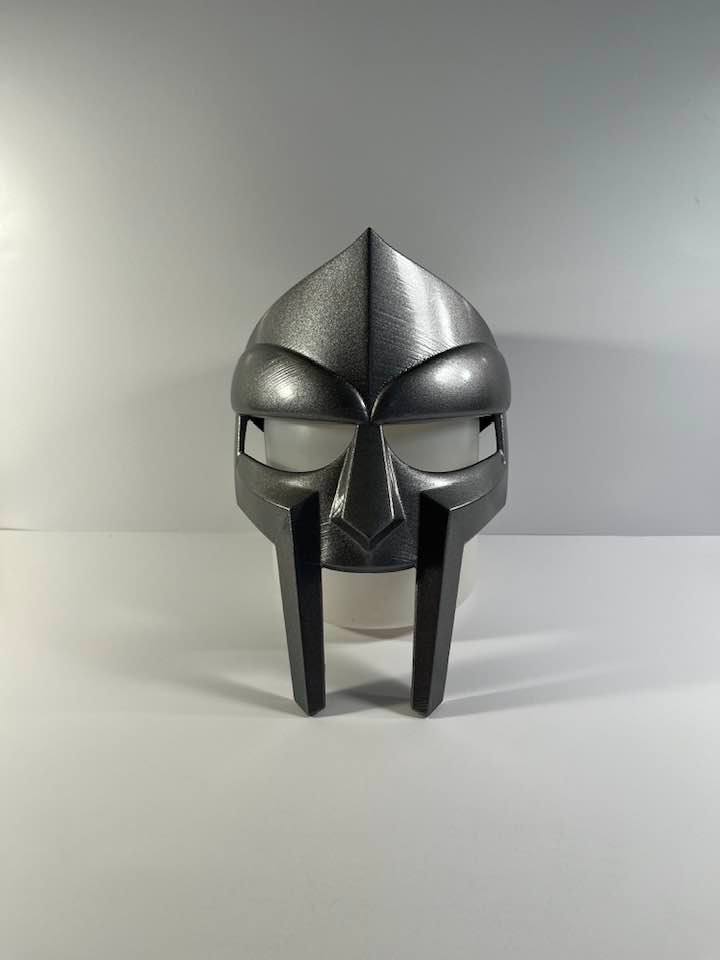 MF Doom Gladiator Mask Dark Steel Silver color.