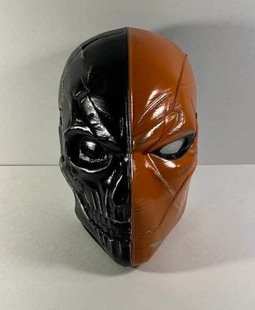 Deathstroke Reaper version half skull mask and backplate. Matte Black and Rustic Orange.