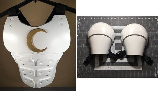 Moon Knight 2-piece set: chest armor & shoulders Matte White Gold Moon