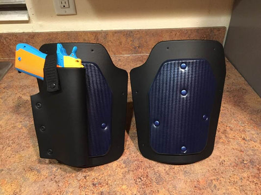 Deathstroke thigh armor with foam holster CW Arrow version Flat Black Blue Carbon Fiber