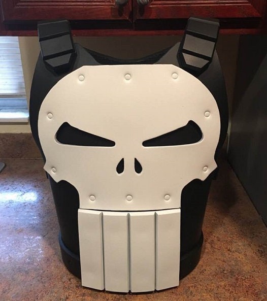 Punisher chest armor Matte White skull Jim Lee version full vest front and back