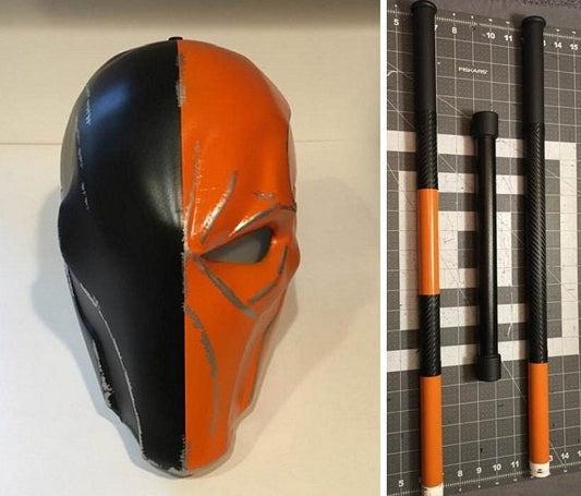 Deathstroke Arkham origins 2-piece set: mask and staff Flat Black True Orange
