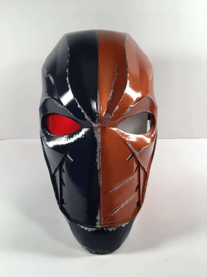 Deathstroke Titans TV show version mask and backplate. Metallic Orange Navy Blue