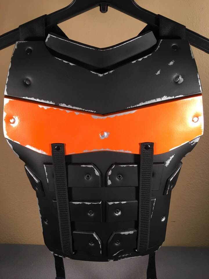 Deathstroke Arkham Origins 4-piece set: chest armor, mask, staff, and shoulders Matte Black True Orange