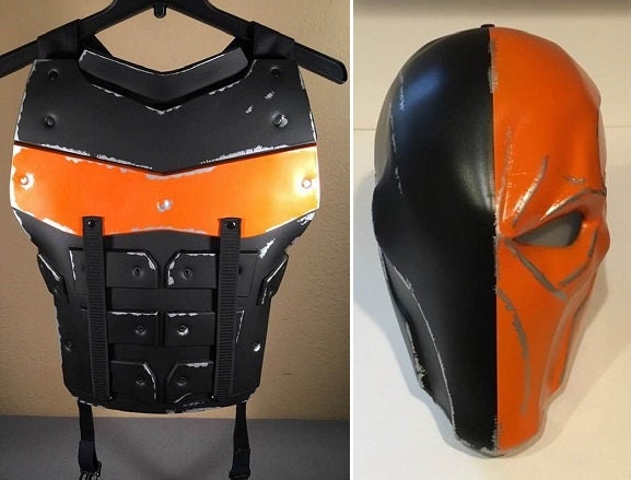 Deathstroke Arkham Origins 2-piece set: chest armor and mask Matte Black True Orange