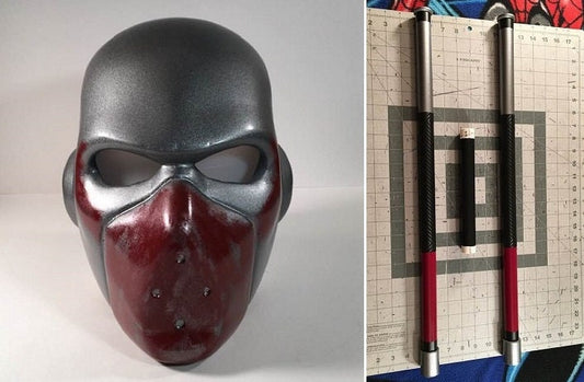 Azrael mask and matching Bo staff Arkham City version