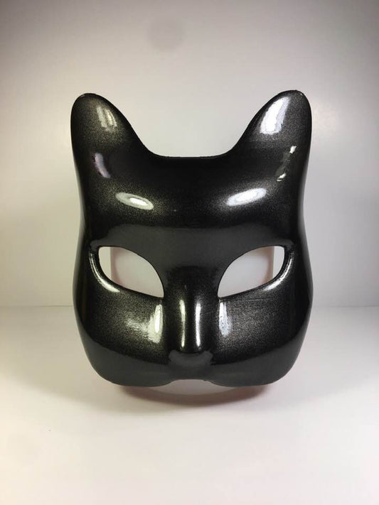 Kitsune Fox or Cat Mask Metallic Black