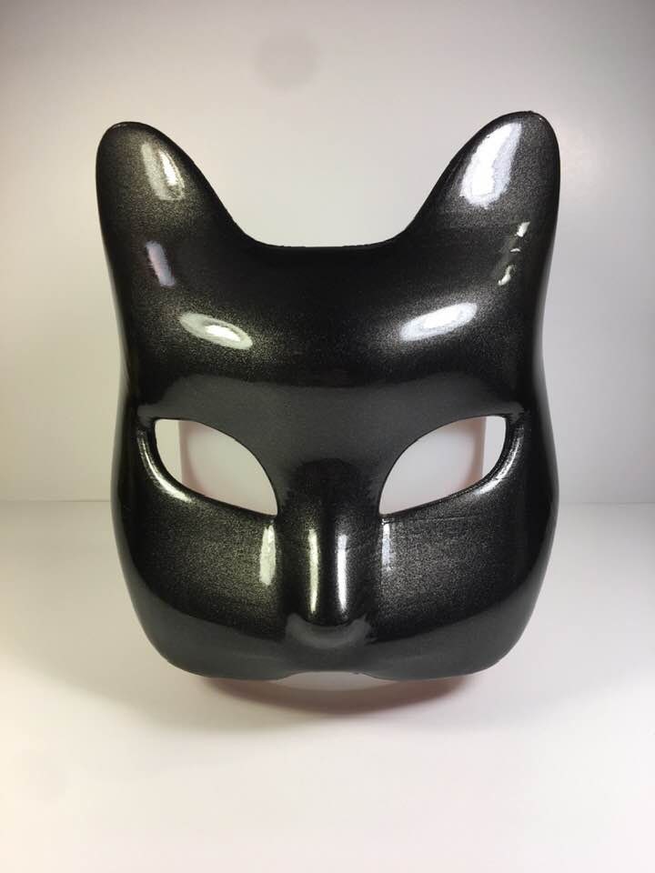 Kitsune Fox or Cat Mask Metallic Black