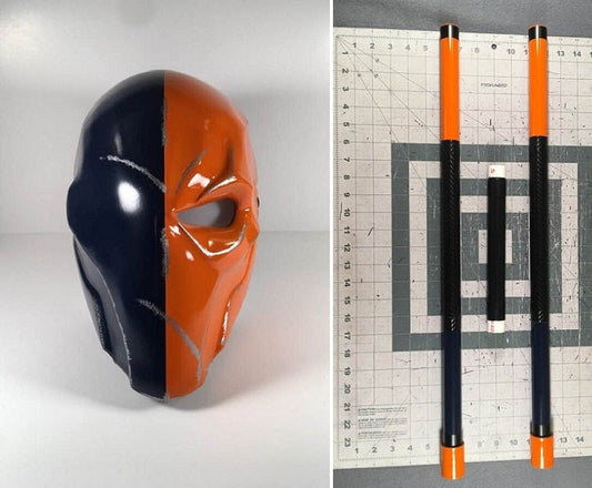 Deathstroke Arkham origins 2-piece set: mask and staff Navy Blue True Orange