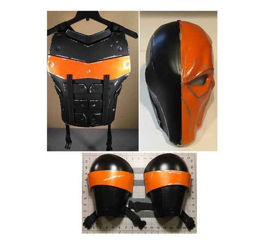 Deathstroke Arkham Origins 3-piece set: chest armor, mask, and shoulders Matte Black True Orange