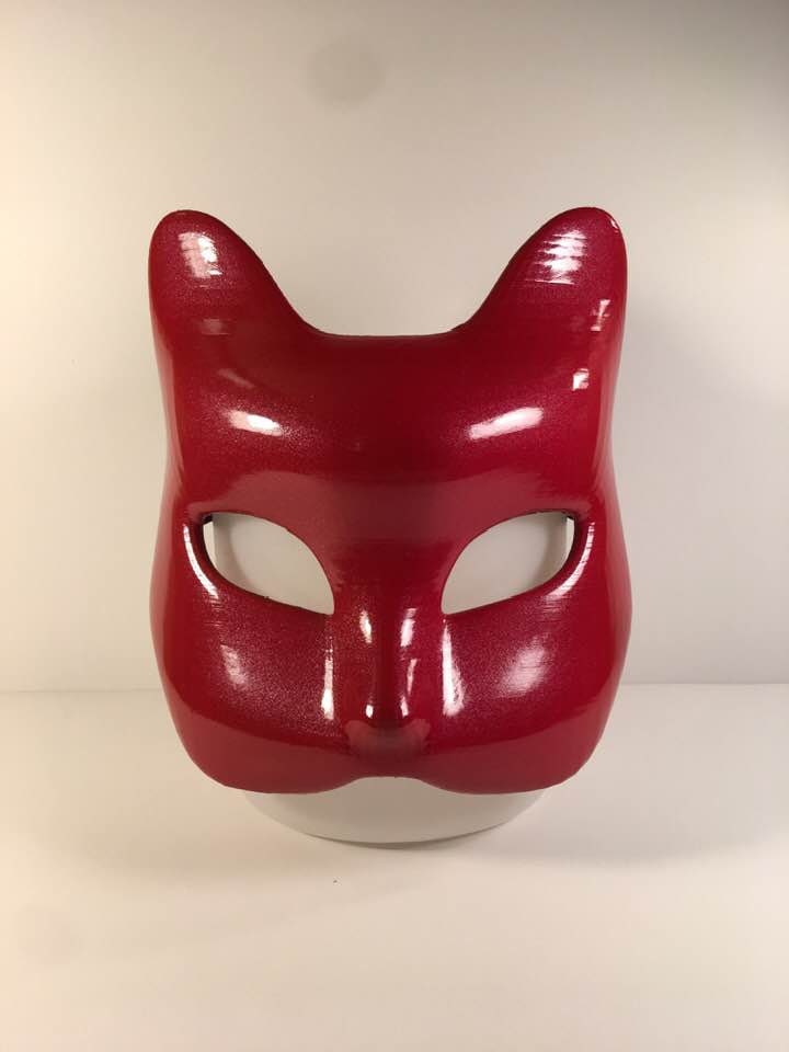 Kitsune Fox or Cat Mask Metallic Black